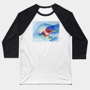 Blue Paradise Watercolor Painting Baseball T-Shirt